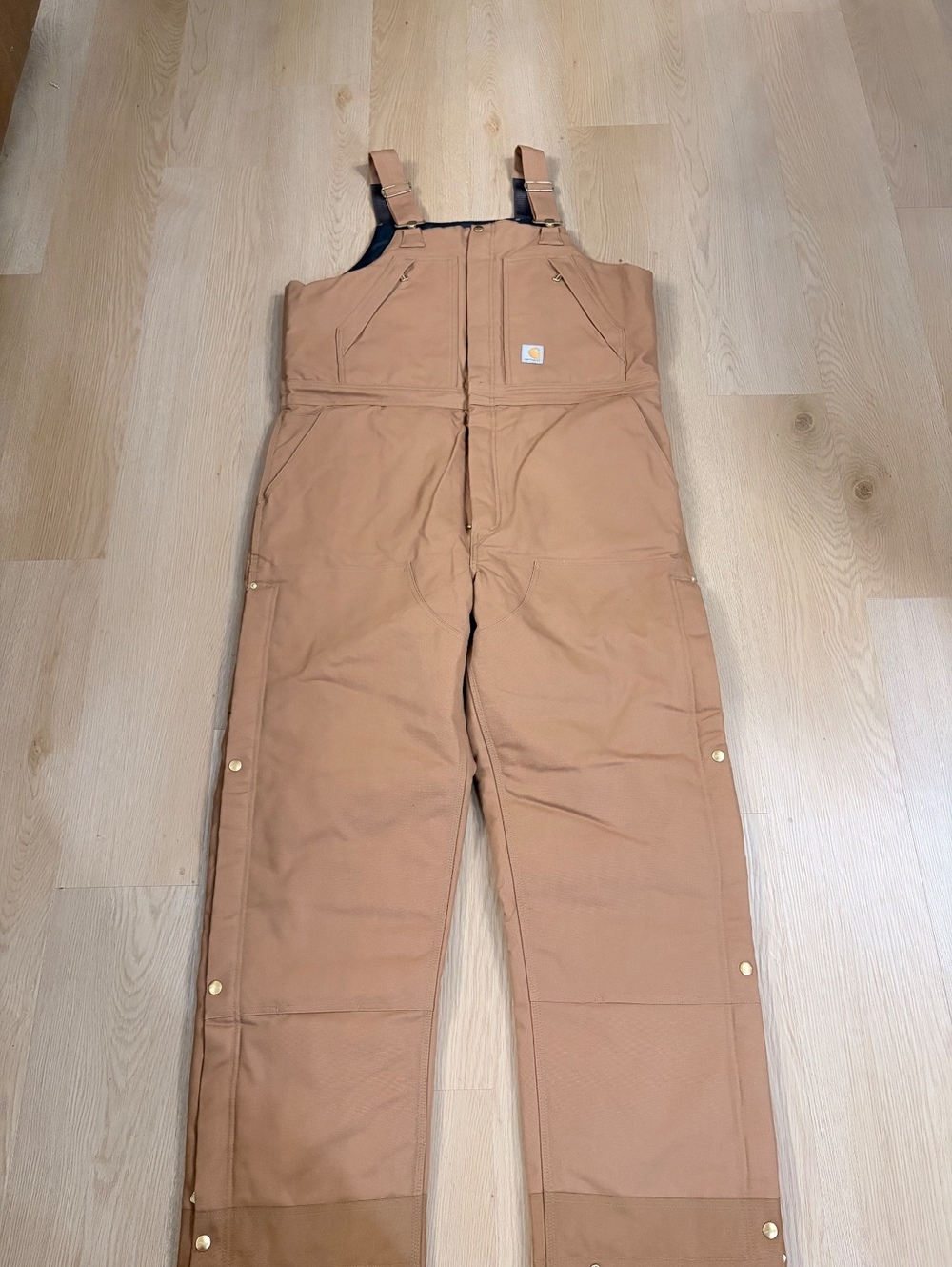 Men’s Carhartt Firm Duck Insulated Bib Overalls Brown L Regular NWT